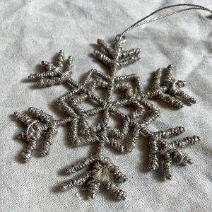 Silver Rustic Snowflake Ornament 5 in.